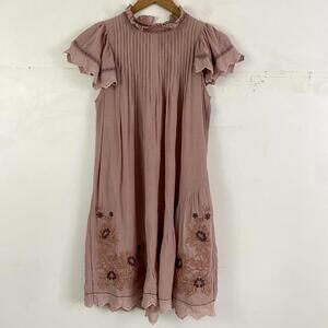 SEA NEW YORK dusty rose pink flutter sleeve embroidered mini dress sz 2